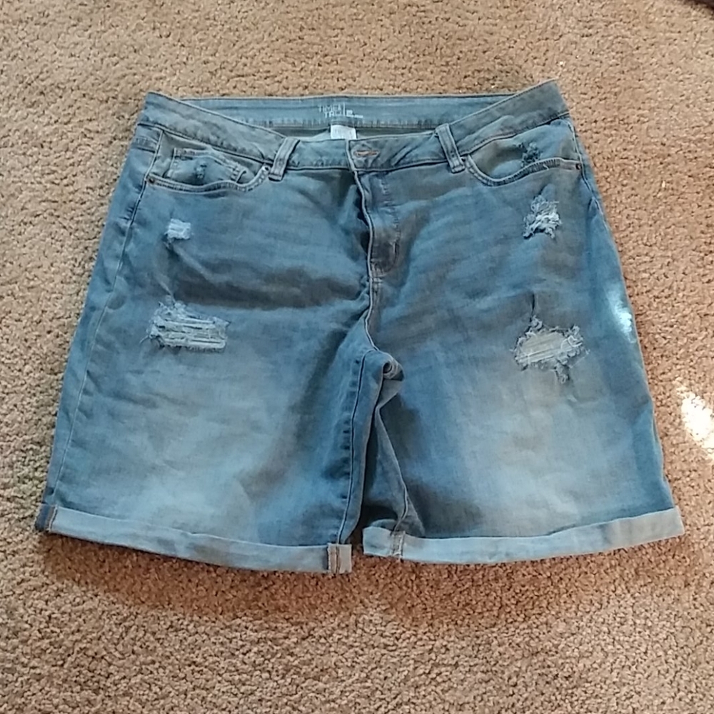 Distressed blue Jean shorts
